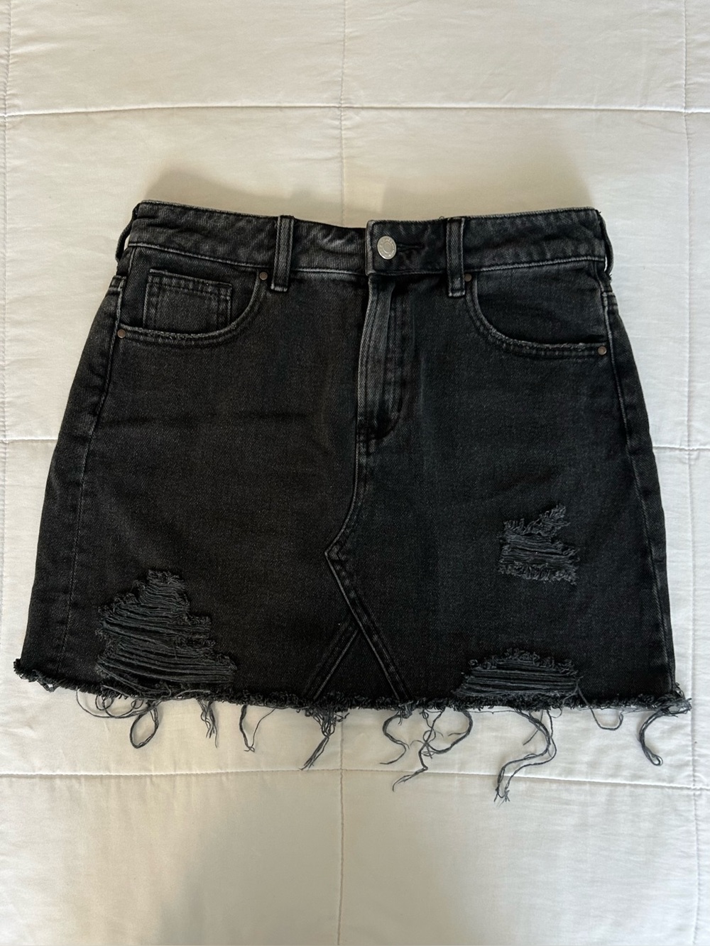 PacSun Black Distressed Denim Mini Skirt